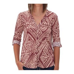 Womens Buckle Daytrip Southwestern Mixed Media Lace Back Top - Sz S
